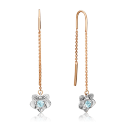 Серьги «Орхидеи» (пожелание любви) из комбинированного золота c топазом Артикул: 02-4707-00-201-1111-75