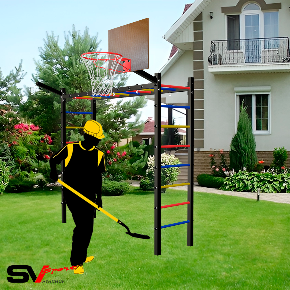 Монтаж уличной шведской стенки Sv Sport Рукоход (4 вертикальных столба)