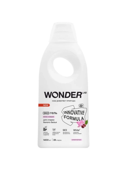 Экогель д/стирки Wonder Lab белого белья (лотос и вишня) 1,4 л