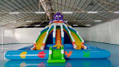 Надувная лестница для бассейна из ПВХ с бассейном, зелёный, 1.82*1.1*0.87 м