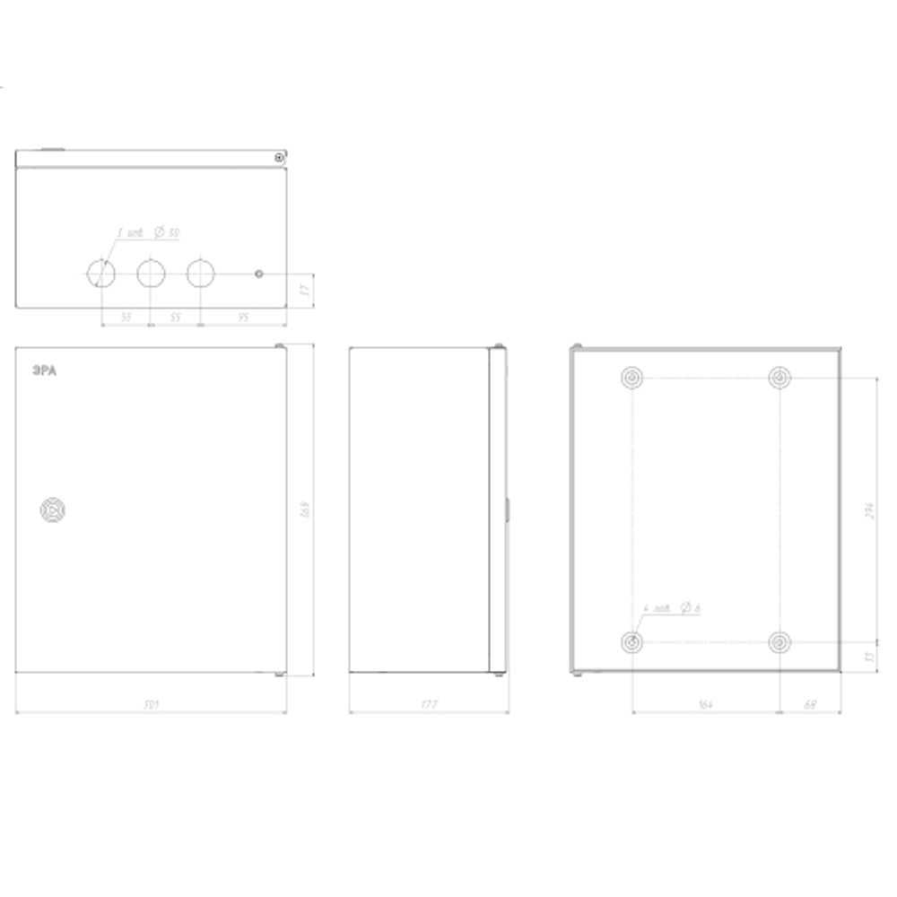 Корпус металлический ЭРА SIMPLE ЩМПг-03 (360x300x175) IP54 У2 серый | Корпуса металлические с монтажной панелью