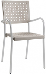 Кресло пластиковое Papatya Karea, сатинированный алюминий, слоновая кость