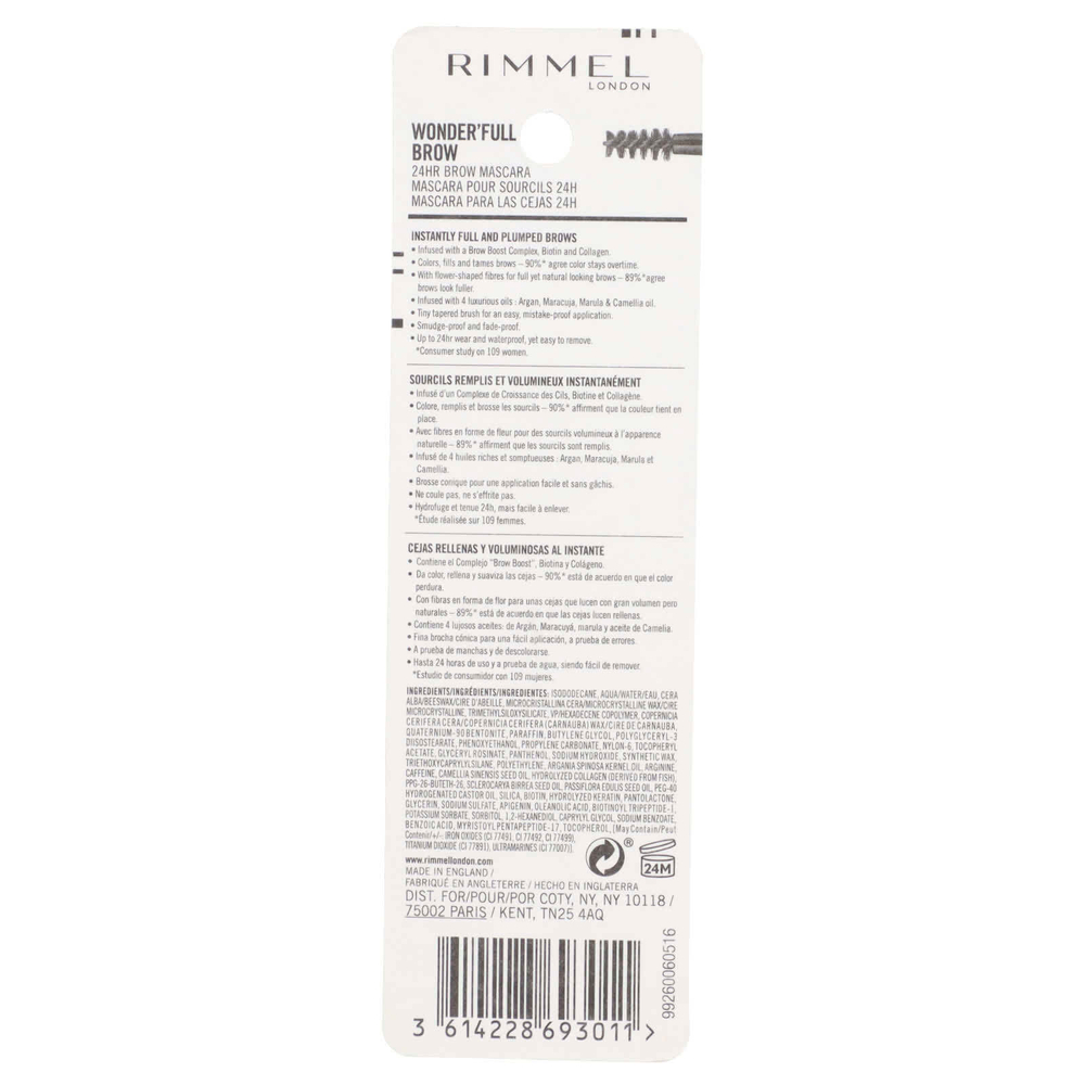Rimmel London, Wonder'Full Brow, водостойкий продукт, 002 коричневый, 4,5 мл (0,15 жидк. унции)