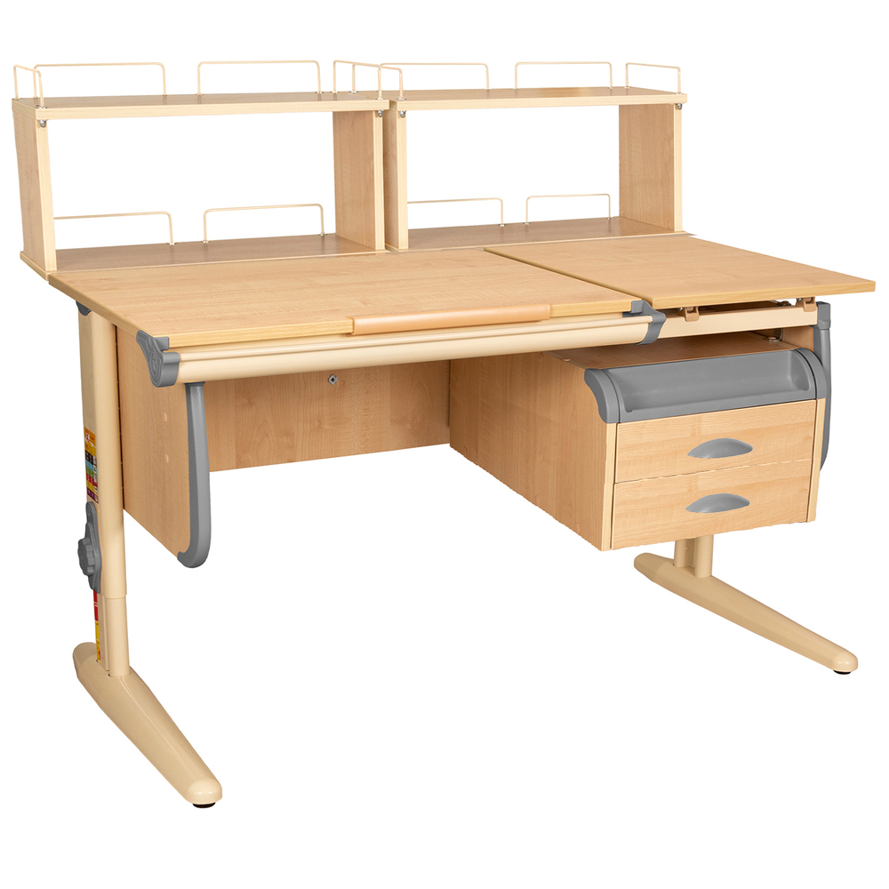 Растущая парта СУТ 25 с задними полками СУТ.15.240 и навесной тумбой (1200×880 мм)