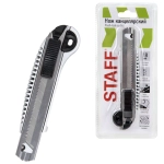 Нож канцелярский 18 мм, 5 лезвий в комплекте, автофиксатор, металлический цвет, STAFF