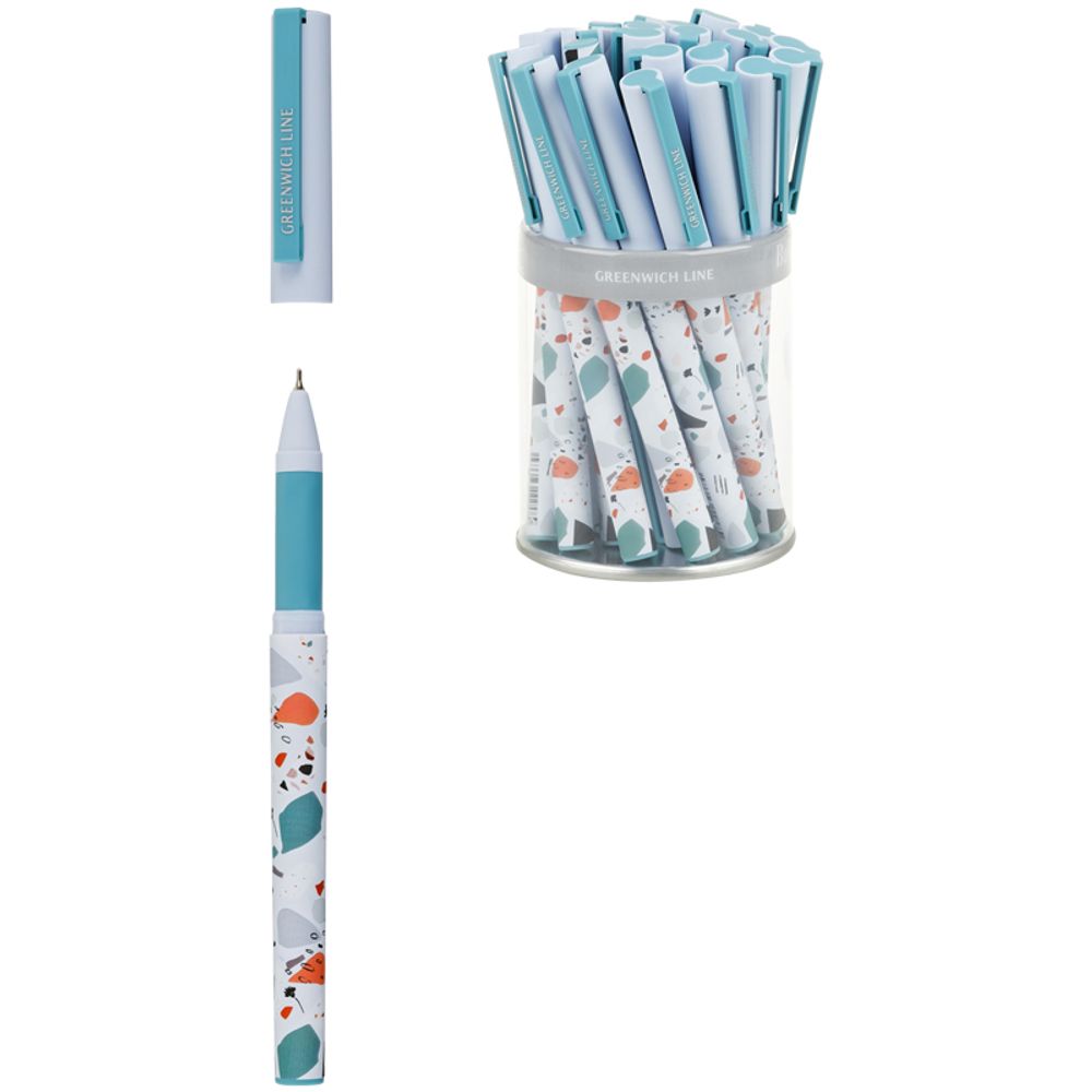 Ручка шариковая Greenwich Line "Terrazzo" синяя, 0,7мм, игольчатый стержень, грип, софт-тач