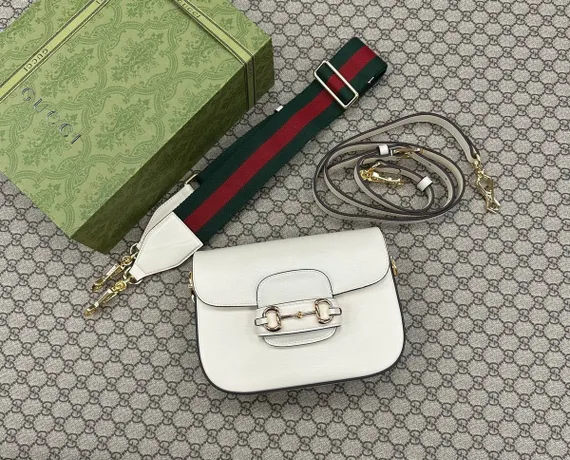 Мини-сумка Gucci Horsebit 1955 белый
