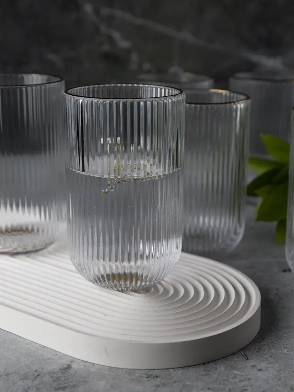 Набор бокалов для воды, 450мл. 6 шт. с золотой каймой