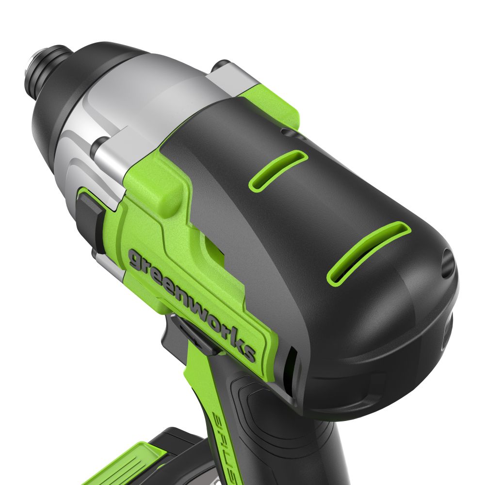 Винтоверт ударный акк. Greenworks GD24ID3, 24V, б/щет, 0-2800об/мин, 4000уд/мин, HEX 1/4, 300Нм, 3 режима,1x4Ач,ЗУ,кор (3802807CUB)