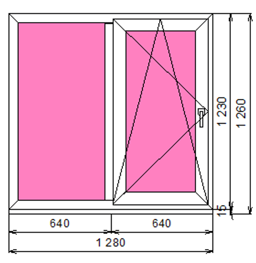 Пластиковое окно 1230 х 1280 ТермА Эко