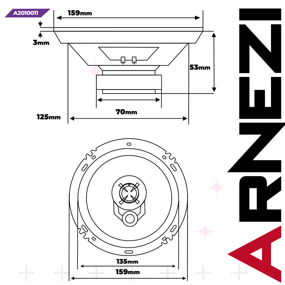 Колонки ARNEZI Crystal Sound С6, 16 см 3-х полосные, 2шт, , Max Вт ARNEZI A2010011