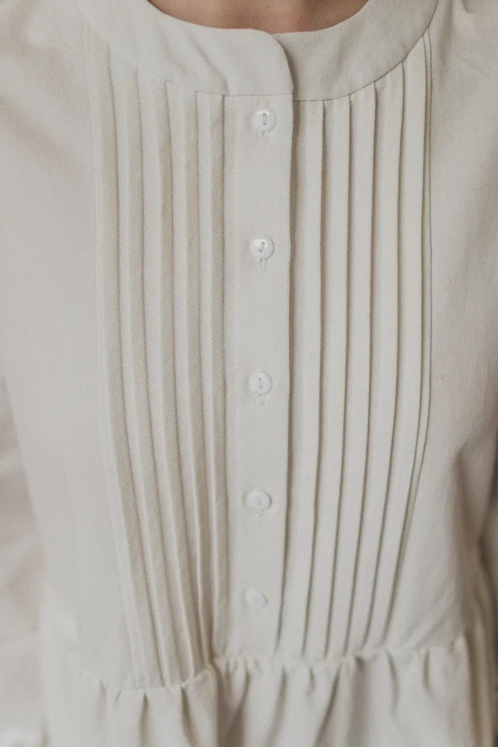 Платье оверсайз с защипами на груди из джинсы Айвори