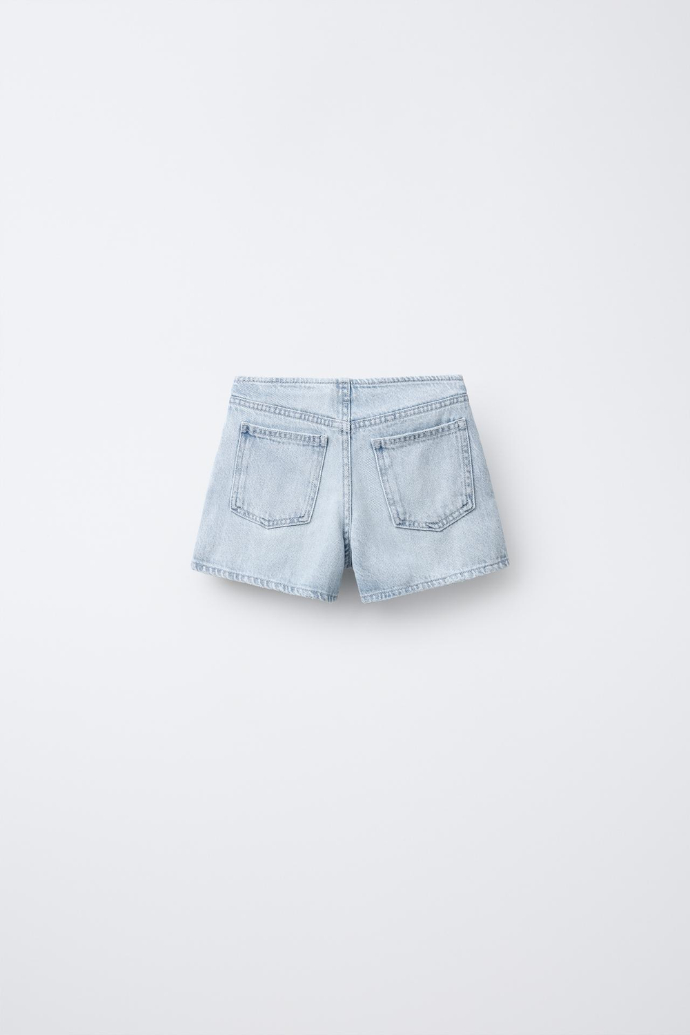 ZARA ДЖИНСОВЫЕ БЕРМУДЫ БЕЗ ПОЯСА С ПУГОВИЦАМИ, ГОЛУБОЙ