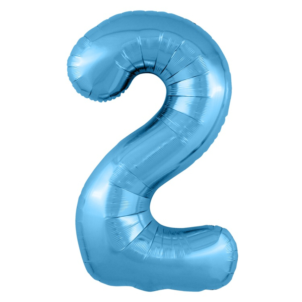 Шар фольгированный Цифра 2 101 см (Голубой)