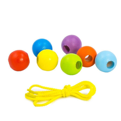 Шнуровки-бусы "Шарики радуга", развивающая игрушка для детей, обучающая игра из дерева