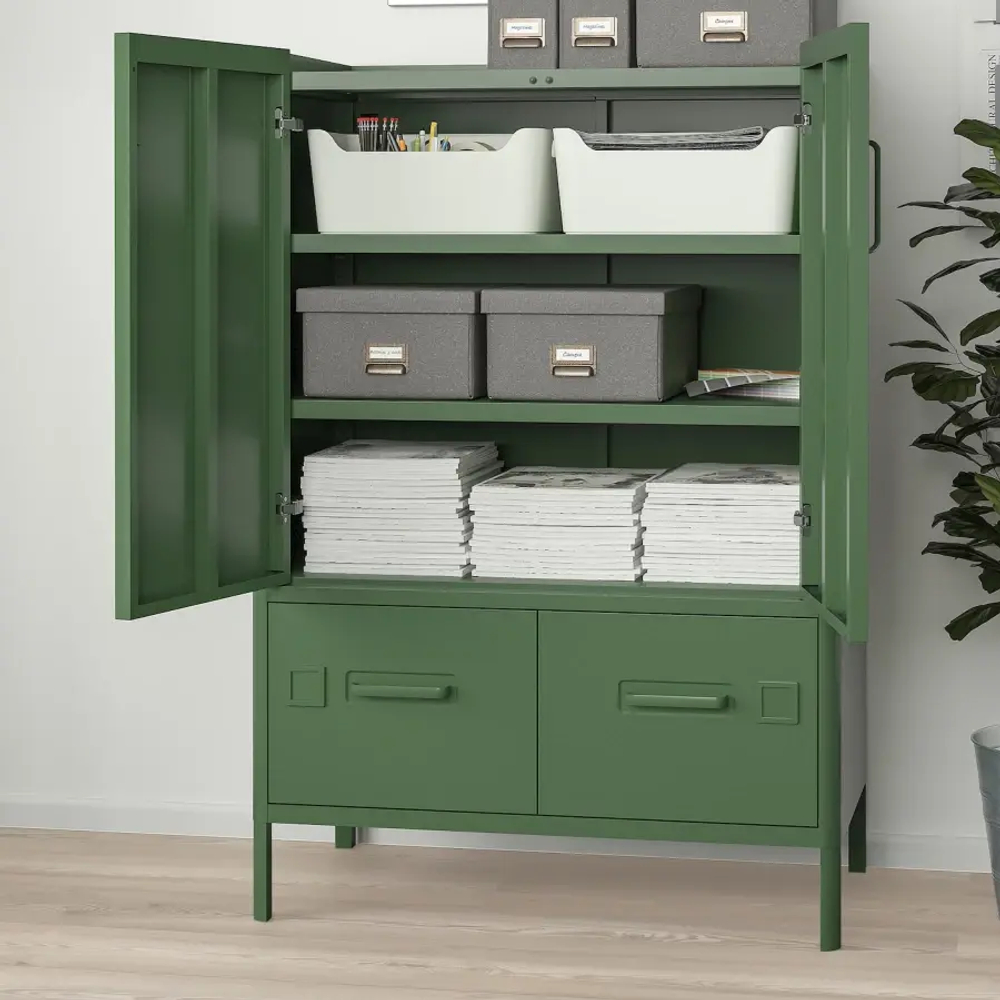 Шкаф с дверцами и ящиками - IKEA IDÅSEN/IDASEN/ИДОСЕН ИКЕА, 119х47х80 см, зеленый
