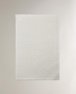 ZARA HOME ДЕТСКИЙ ВЯЗАНЫЙ ПЛЕД, ЭКРЮ