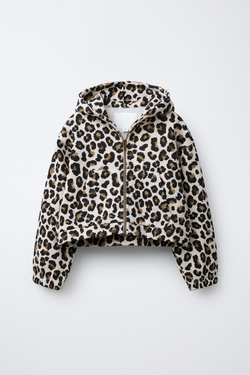 ZARA ХУДИ С КАПЮШОНОМ И АНИМАЛИСТИЧЕСКИМ ПРИНТОМ, РЫЖЕВАТО-КОРИЧНЕВЫЙ