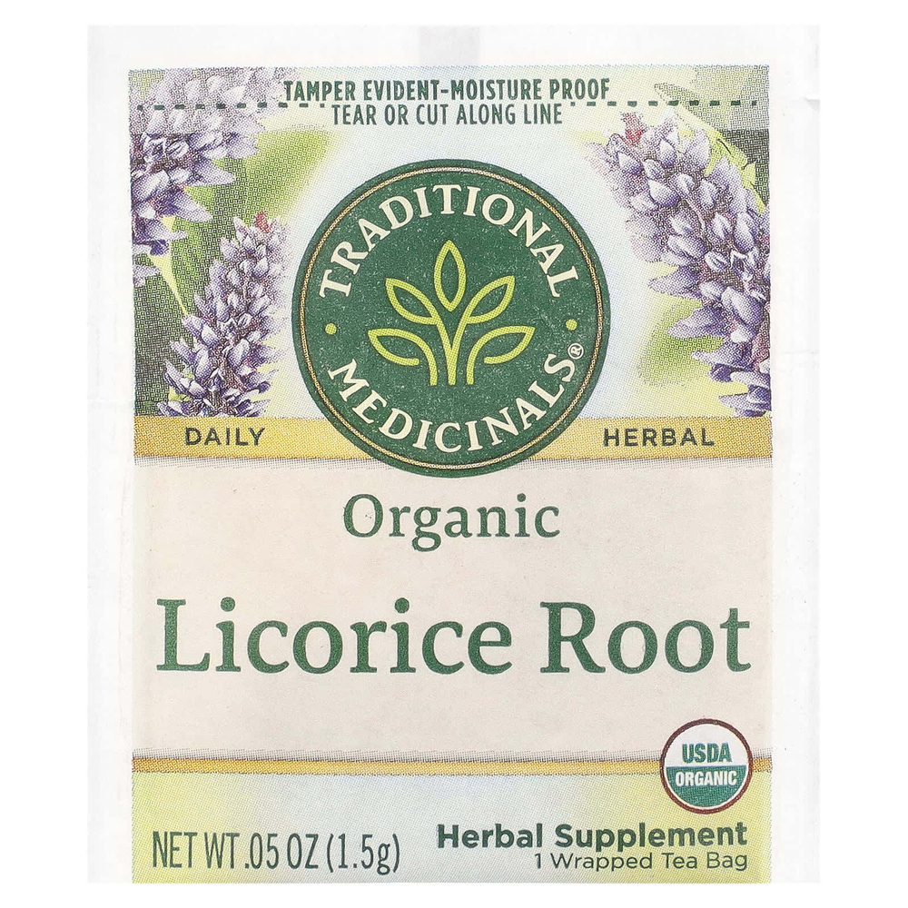 Traditional Medicinals, корень органической солодки, без кофеина, 16 чайных пакетиков, 24 г (0,85 унции)