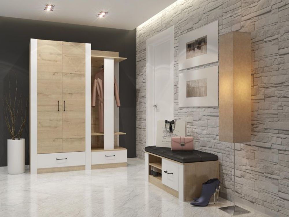 Прихожая "Ева 5" № 2 (дуб ирландский/белый матовый), ЛДСП, Комфорт-S