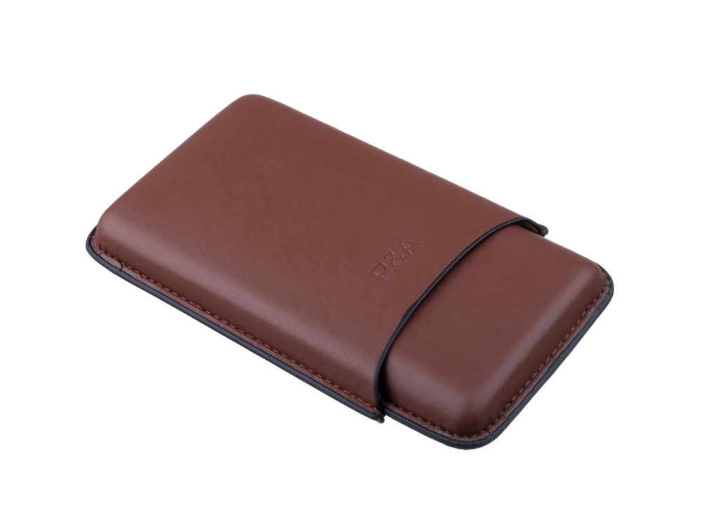 Чехол P&A на 3 сигары Churchill (диаметром до 20 мм), кожа, коричневый