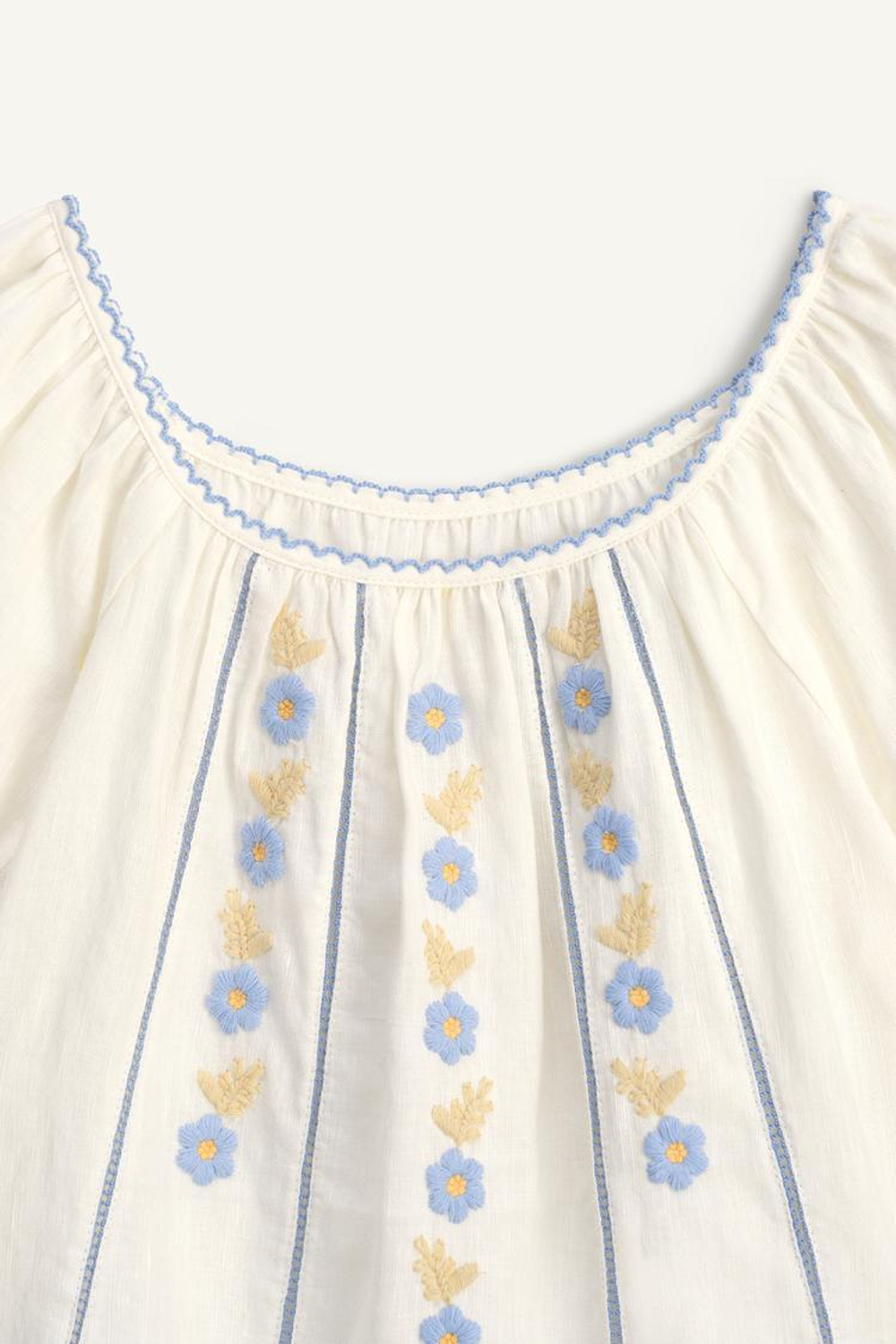 ZARA ЛЬНЯНАЯ РУБАШКА С ВЫШИВКОЙ - LIMITED EDITION, БЕЛЫЙ