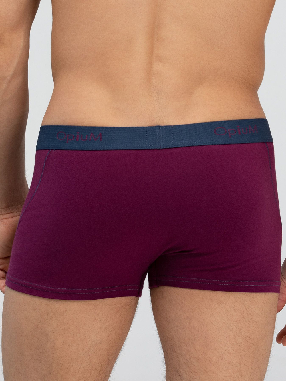 Мужские трусы-боксеры с контрастной отстрочкой (Размер: L) (Цвет: сливовый)