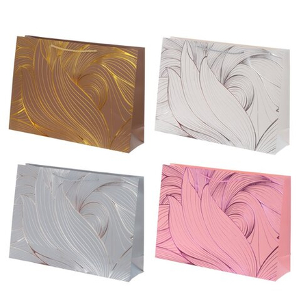 GAEM Пакет подарочный L (бумага 210г/м2, блок 12шт), L45 W12 H32 см, 4в.