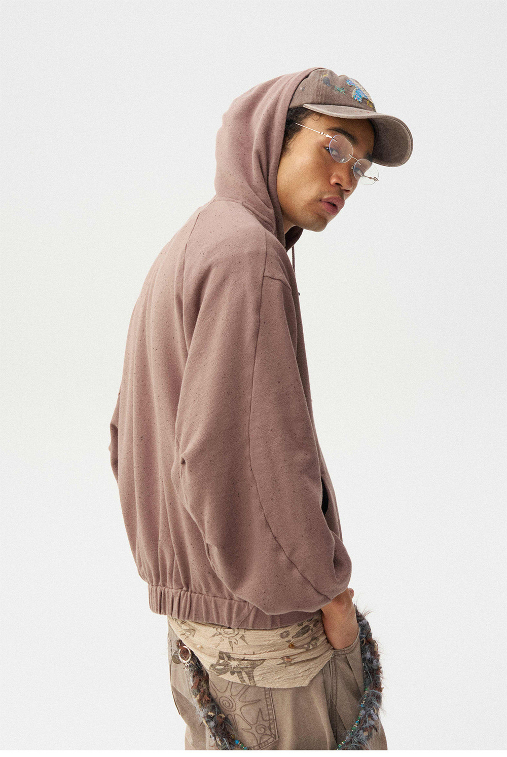 Худи Nothomme Monterest vintage variegated textured curved silhouette hooded