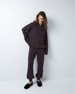 Поло объемного кроя из смесового кашемира шоколадный