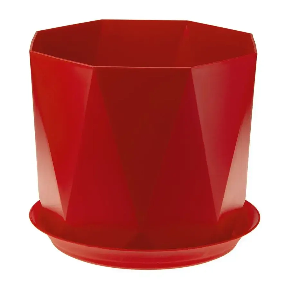 Кашпо ПРИЗМА D220мм 4,7л с поддоном красный (комплект 8 шт)