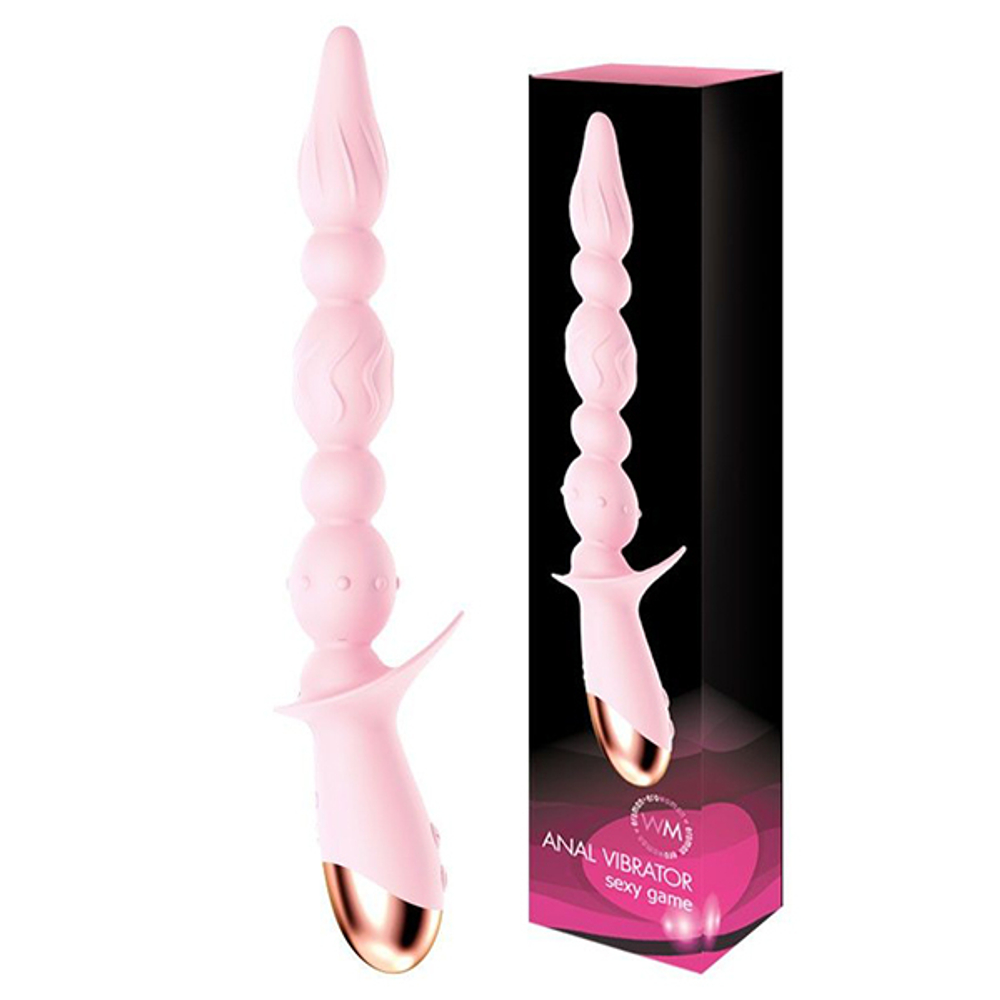 Розовый анальный вибратор-ёлочка с 10 режимами вибрации Bior Toys Erowoman-Eroman EE-10290