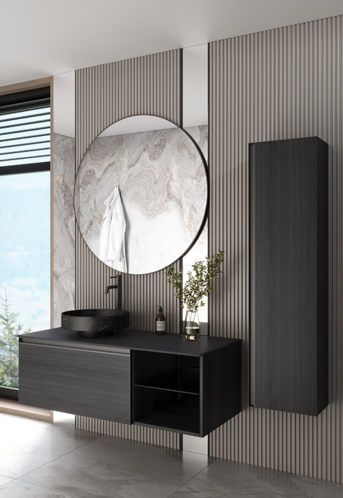 Armadi Art Комплект QUATRO 120 тумба с полками+раковина чаша Nero Marquina