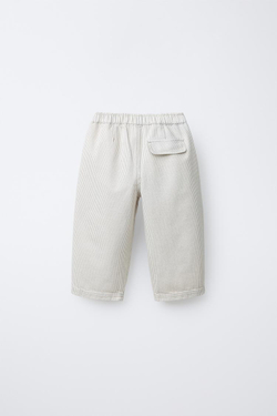 ZARA БРЮКИ BAGGY В ПОЛОСКУ, ЭКРЮ