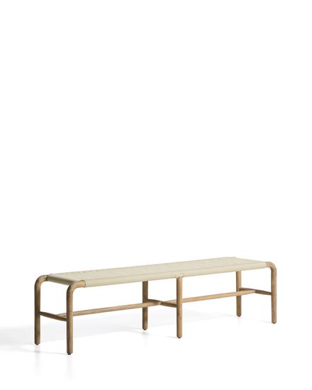 Скамейка Alipa из массива акации и веревки кремового цвета