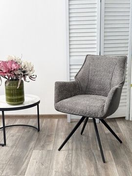 Стул BREVIS 180 град. поворот. XD841-16 Серый, букле/ GINO-457 Серый, ткань/ Черный