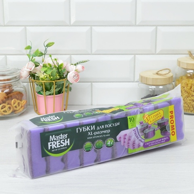 Губка для посуды 10шт STRONG Master FRESH