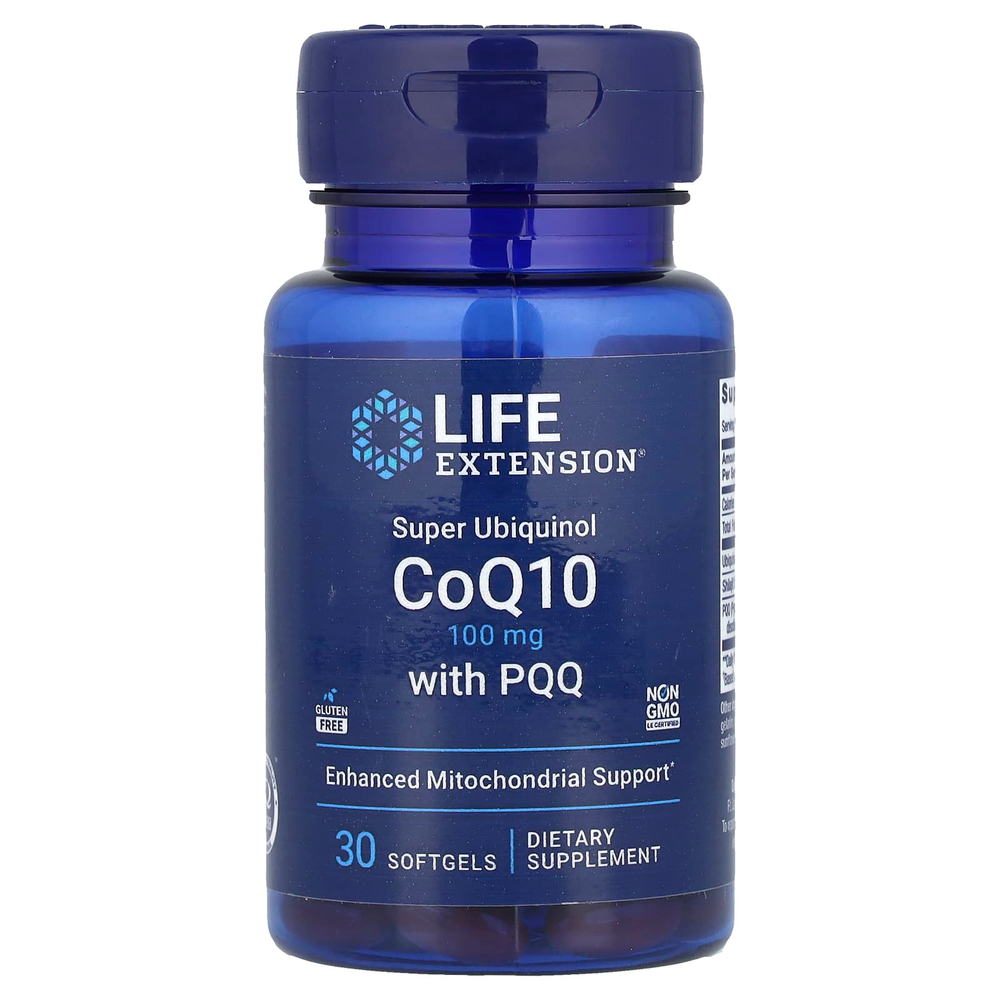Life Extension, суперубихинол коэнзим Q10 с пирролохинолинхиноном (PQQ), 100 мг, 30 капсул