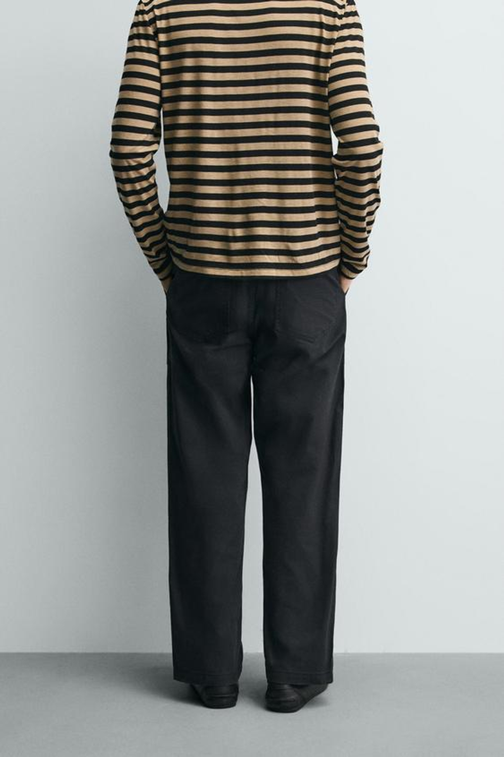 ZARA БРЮКИ STRAIGHT FIT С ЭФФЕКТОМ ПОТЕРТОСТИ, СТАЛЬНОЙ