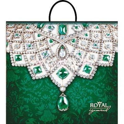 Пакет с пластиковой ручкой ПВД 38х35 (90 мкм) "Изумруд" лам. (10/100 шт.) Интерпак