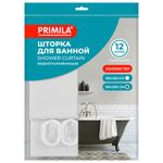 Шторка для ванной ПОЛИЭСТЕР, 180х200 см, кольца в комплекте,белый бриллиант, PRIMILA, 700093