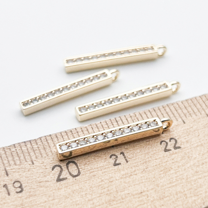 Подвеска Палочка, цвет золото, фианиты, размер 22*2,5 мм, цена за 1 шт