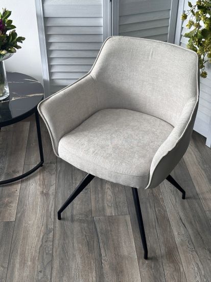 Стул PISTIL поворотный 180 град., ткань DAVIS CITY-03 светло-беж / PU-03 светло-беж/ черный