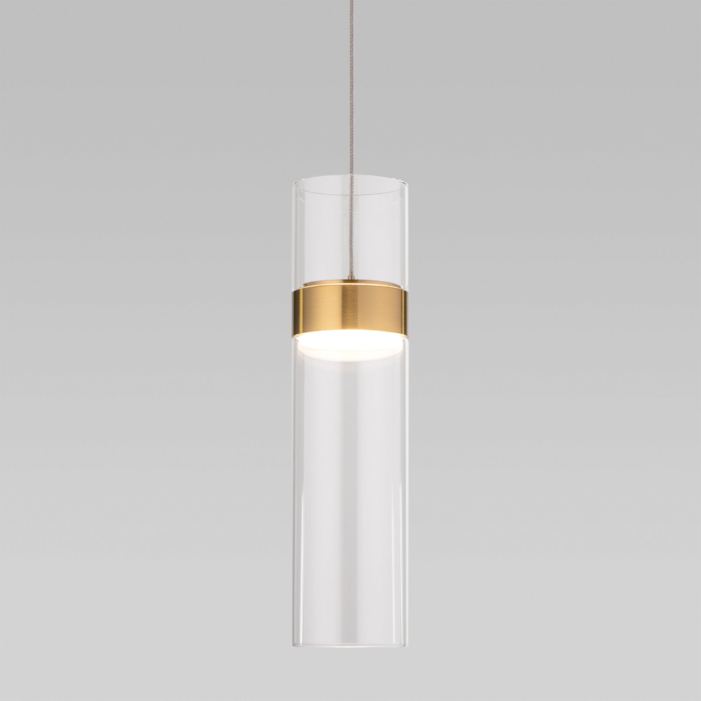 Подвесной светодиодный светильник Eurosvet Lumen 50244/1 LED латунь/прозрачный