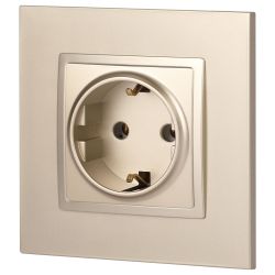 14-2101-04 ЭРА Розетка 2P+E Schuko, 16A-250В, IP20, Эра Elegance, шампань | Elegance Шампань
