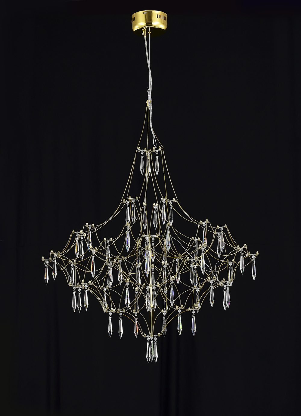 Подвесная люстра светодиодная с пультом и хрустальными подвесками Asfour MyFar Allegria MR2643-66P-76AP