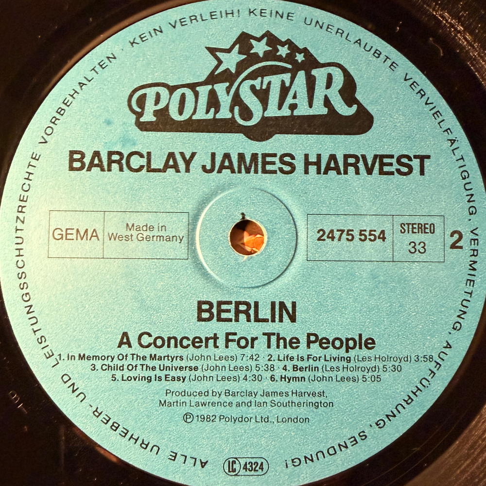 Barclay James Harvest ‎– Berlin - A Concert For The People (Германия 1982г.)