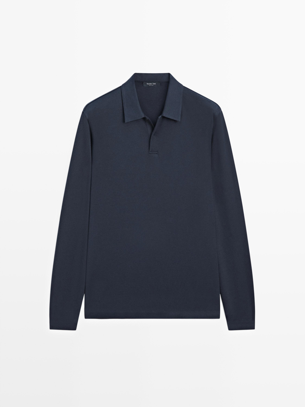 Massimo Dutti Поло с длинными рукавами и кнопками, темно-синий