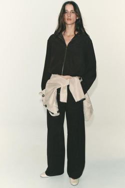 ZARA БРЮКИ WIDE LEG, ТЕМНО-КОРИЧНЕВЫЙ