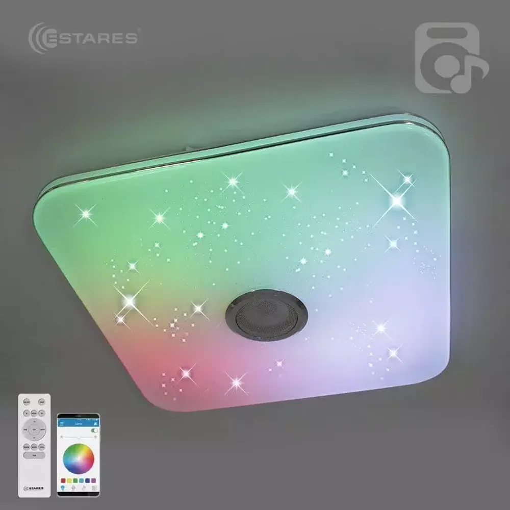 Управляемая светодиодная музыкальная люстра MUSIC RGB 80W S-APP-430-WHITE/CHROME-220-IP20
